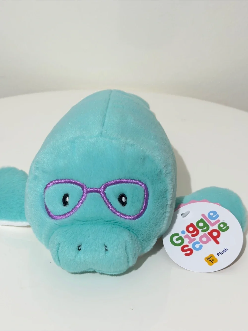 Target Teal Plush Manatee with Purple Glasses - Giggle Scape